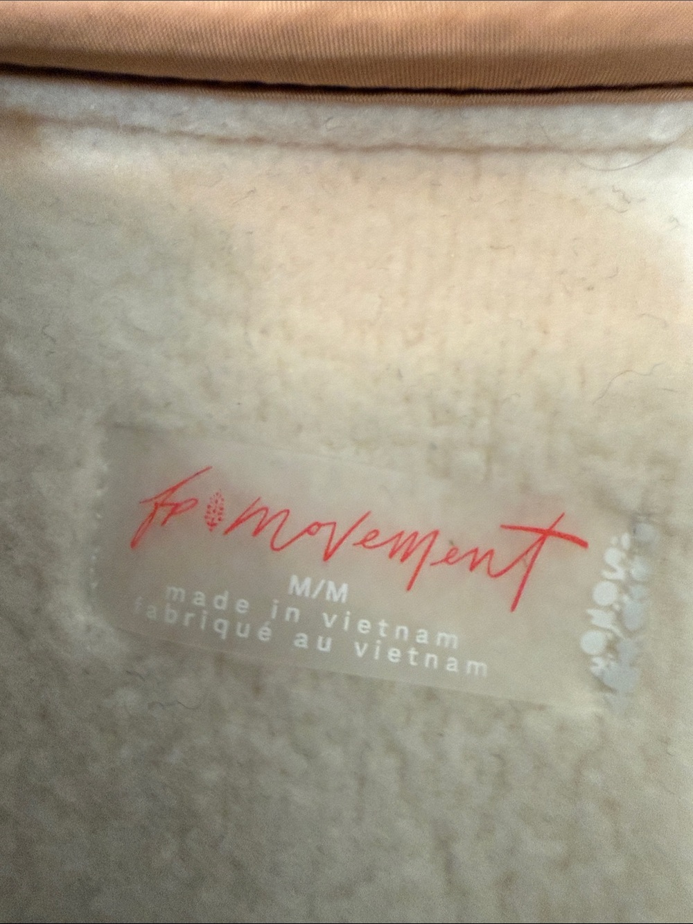 FP Movement by Free People Cream Sherpa Vest with Teal Trim and Tan Pocket - Picture 2 of 2